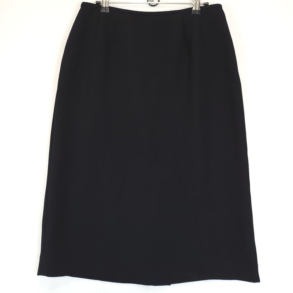 Kasper A-Line Skirt Black Women 6 Lined Back Zip Slit Classic Capsule Wear